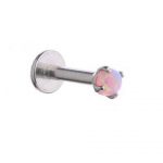 Internally Threaded Labret – Pink Opal Round Stone