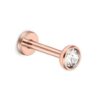 Internally Threaded Labret – Crystal Disc – Rose Gold PVD – 316L Surgical Steel