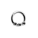 Round Jeweled Hinged Septum Ring 3 (Jet)