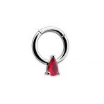 Round Jeweled Hinged Septum Ring 4 (Red)