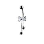 Bow Dangle Belly Ring – Clear Cubic Zirconia