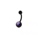 Black Glitterline Belly Ring – Purple Glitter
