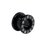 BLACK CRYSTAL JEWELED FLESH TUNNEL