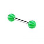 Green Barbell With Multistriped balls