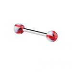 Red & Blue Barbell With Twister Flower Balls