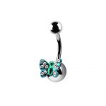 Belly Ring – Green Jeweled Butterfly Design