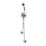 Belly Ring – Crystal Double Jewel with Drop Charm