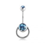 Double Jeweled Slave Belly Ring – Aqua