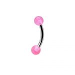 Pink Faceted Balls Banana Barbell