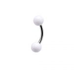 White Faceted Balls Banana Barbell