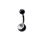 Belly Ring – Black Acrylic with Clear Jewel