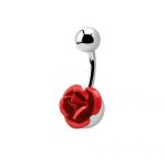 Belly Ring – Red Rose Design – 316L Surgical Steel