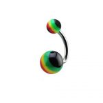 Belly Ring – Rasta Acrylic Balls – Red, Yellow & Green