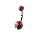 Belly Ring – Red & Black UV Flower Balls
