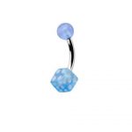Curved Barbell – Light Blue UV Ball & Dice