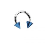 CIRCULAR BARBELL WITH BLUE ANODISED CONES