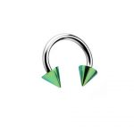 CIRCULAR BARBELL WITH GREEN ANODISED CONES