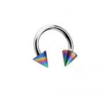 CIRCULAR BARBELL WITH RAINBOW ANODISED CONES