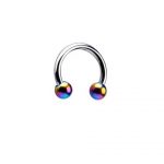 CIRCULAR BARBELL WITH RAINBOW ANODISED BALLS