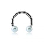 LIGHT BLUE CIRCULAR BARBELL WITH SYNTHETIC PEARLS