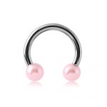 PINK CIRCULAR BARBELL WITH SYNTHETIC PEARLS