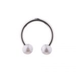 SILVER CIRCULAR BARBELL WITH SYNTHETIC PEARLS