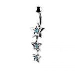 Belly Ring – Dangle Star Design – Aqua