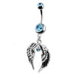 Angel Wing Belly Ring – Aqua Gem