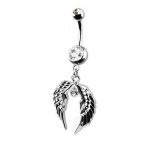 Angel Wing Belly Ring – Clear Crystal