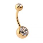 Double Jeweled Banana – Crystal Tops – Gold PVD – 316L Surgical Steel