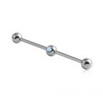 Industrial Barbell with Jeweled Ball (Aqua)