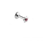 Tragus & Helix Labret – Pink CZ Flower – 316L Surgical Steel