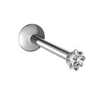 Tragus & Helix Labret – Square CZ Prong Set – 316L Surgical Steel