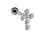 Vertical Five CZ Cross Tragus Stud