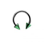 MICRO CIRCULAR BARBELL WITH GREEN ANODISED CONES