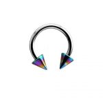 MICRO CIRCULAR BARBELL WITH RAINBOW ANODISED CONES