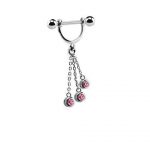 Triple Dangle Nipple Piercing – Pink Accent