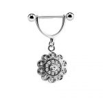 Floral Medallion Nipple Piercing – Clear Accent