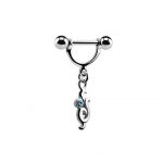 Tribal Dangle Nipple Piercing – Aqua Accent
