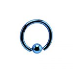 Blue Titanium Ball Closure Ring
