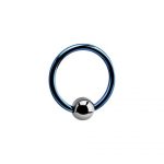 Blue Ball Closure Ring With Hematite Ball