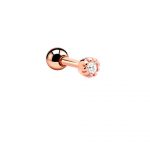 Tragus Stud – Crystal Top – Rose Gold PVD – 316L Surgical Steel