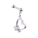 Tragus & Helix – Open Heart Dangle with CZ – 316L Surgical Steel