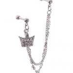 Jeweled Crown Crystal Double Chain Ear Connector