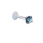 Silver CZ Bioflex Internal Labret (Aqua)