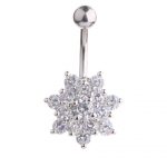 Belly Ring – Snowflake Design – Crystal – 316L Surgical Steel