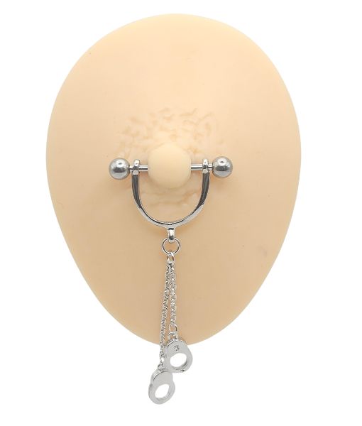 Nipple Stirrup Barbell with Dangling Chains - Image 2