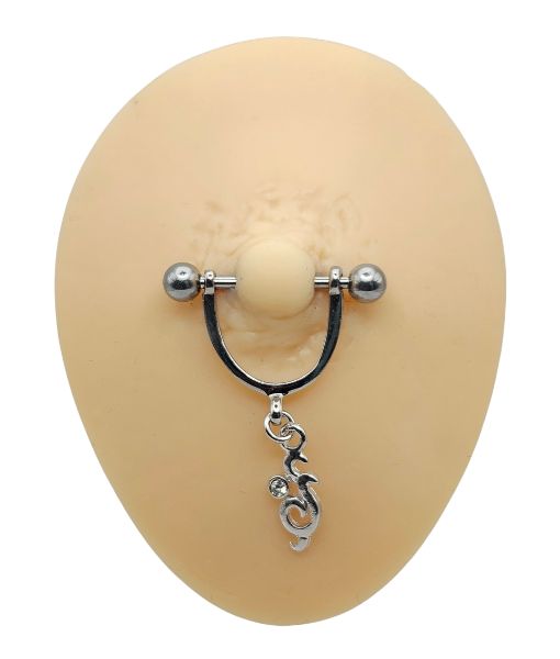 Tribal Dangle Nipple Piercing – Crystal Accent - Image 2