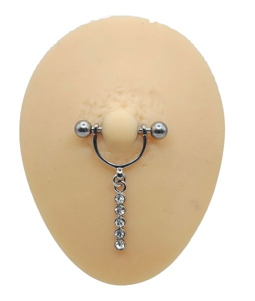 Chain Dangle Nipple Piercing – Five Clear Drops - Image 2