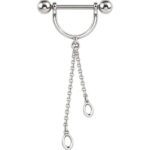 Nipple Stirrup Barbell With Dangling Chains